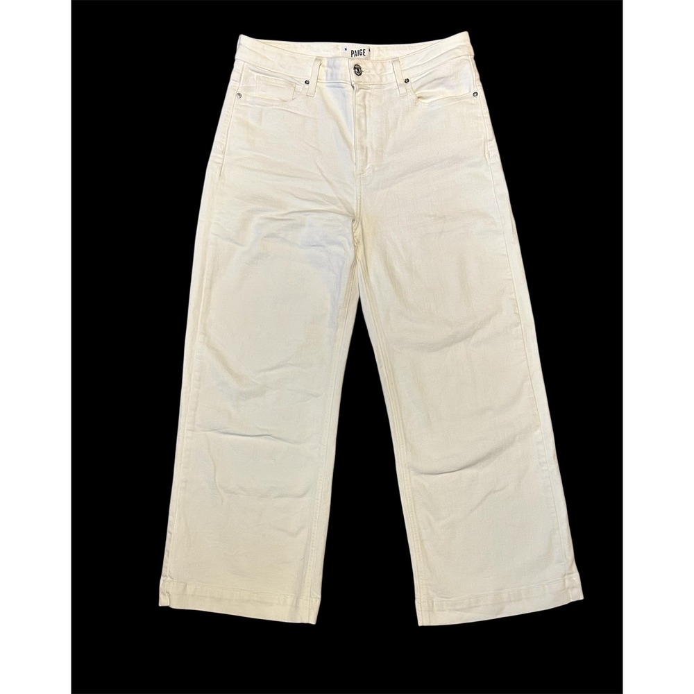 PAIGE Anessa High Waist Wide Leg Jeans in Ecru/Off-White/Cream